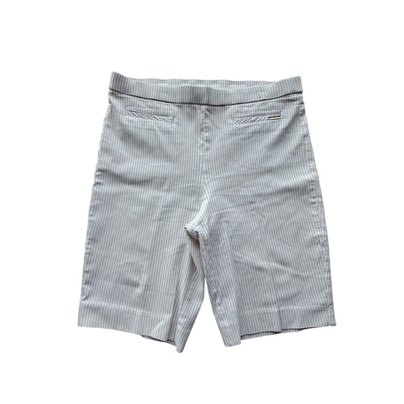 Jones New York Signature Pants - Jones New York Signature Tan White Striped Pull On Shorts Womens Medium Stretch